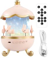 Детский ночник проектор звездного неба Fairy Tale E11 аккумуляторный светильник карусель 6 сменных картинок с LED подсветкой, музыкой и Bluetooth