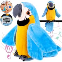 Интерактивный говорящий Попугай Talking Parrot K14802-3 22 см детская мягкая музыкальная игрушка, повторюшка с микрофоном на батарейках Голубая