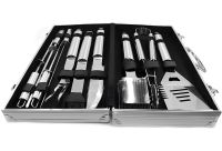 Набор для мангала в кейсе BBQ Tools Set AL-10 10 в 1 43х21х8 см шашлычный комплект из нержавеющей стали для гриля и барбекю в алюминиевом чемодане
