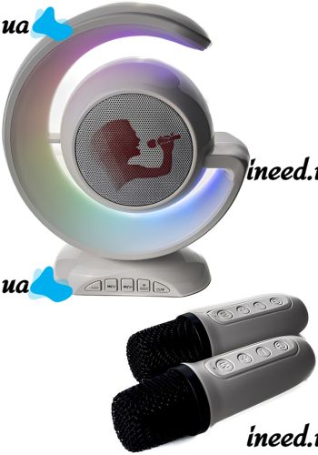 Портативный ночник с караоке Lightshow YS-110 настольная беспроводная лампа с Bluetooth колонкой, двумя микрофонами и светодиодной RGB подсветкой