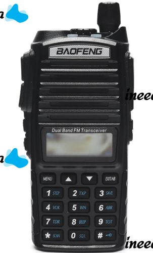 Двухдиапазонная рация Baofeng UV82 5W на 128 каналов до 7 км портативная цифровая радиостанция с гарнитурой и двойной кнопкой 2800 мАч UV-82 Черная