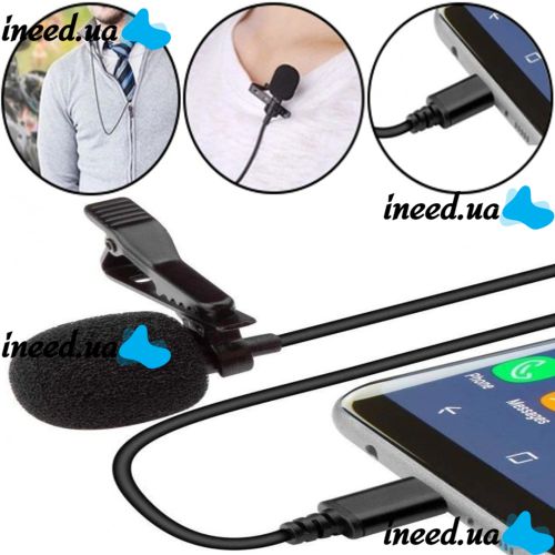 Петличный микрофон Media Microphone DM USB Type-C MK-3 с разъемом для телефона, мини микрофон 15 см, проводная петличка