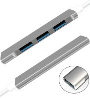 Концентратор USB 3.0 HUB Silver на 4 порта, мультифункциональный переходник разветвитель для ноутбука и ПК, юсб хаб Серый