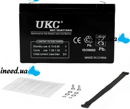 Аккумуляторная батарея UKC 6V 10Ah WST-10 универсальный свинцово-кислотный аккумулятор 6В 10Ач для торгового оборудования и игрушек