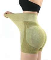 Женские бесшовные шорты Lifting Yoga Shorts XZY8855 утягивающие спортивные велосипедки с высокой талией и эффектом пуш ап для фитнеса Желтые S-XXL