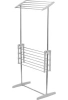 Двухуровневая раскладная сушилка для белья Mobile Folding Racks напольная вертикальная складная вешалка, стойка сушка для одежды до 40 кг Серая