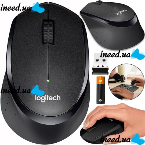 Беспроводная оптическая мышь Logitech M330 Silent Plus Black игровая геймерская мышка на батарейке для ПК компьютера и ноутбука 2.4GHZ USB Черная