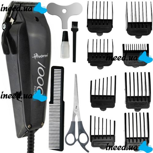 Rechargeable Hair Clipper Gemei GM-1016 8 in 1 Male Wired Beard Trimmer with Attachments, Scissors and Comb Geemy GM1016