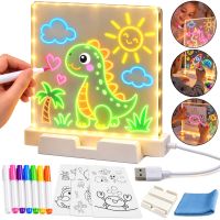 Акриловая LED доска для рисования Drawing Board T-466 светодиодный настольный ночник на подставке с подсветкой и маркерами для заметок 15х15 см USB