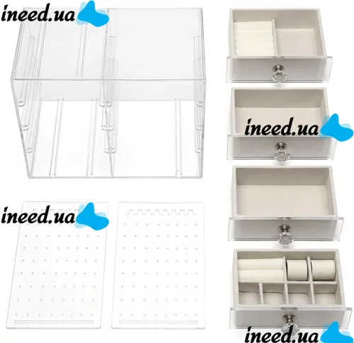 Шкатулка для хранения ювелирных украшений Jewelry Box LD-1033 акриловый органайзер с ящиками на 6 секций для бижутерии и аксессуаров XL-1831