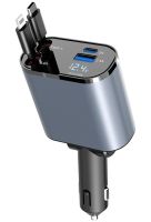 Автомобильное зарядное устройство Super Fast Charge PT16 с вольтметром type c lightning 4 в 1 120 W FM трансмиттер, модулятор в авто от прикуривателя