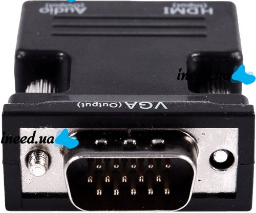 Конвертер HDMI-VGA OUT Black адаптер для преобразования сигнала 1080P с аудио выходом, переходник с HDMI на VGA кабель 3.5 мм jack Черный