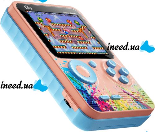 Портативная игровая мини консоль с джойстиком Game Player G5 на 500 встроенных игр, карманная ретро приставка к телевизору AV Micro USB Розовая