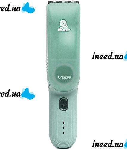 Машинка для стрижки детей VGR Baby V-155 5W беспроводной вакуумный детский триммер для младенцев с вытяжкой волос и насадками на аккумуляторе Зеленый
