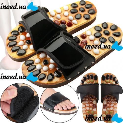Массажные ортопедические тапочки jade health massage shoes BH-SMS-04 с акупунктурным эффектом для стоп ног, шлепанцы для массажа 36-45 размер Черные