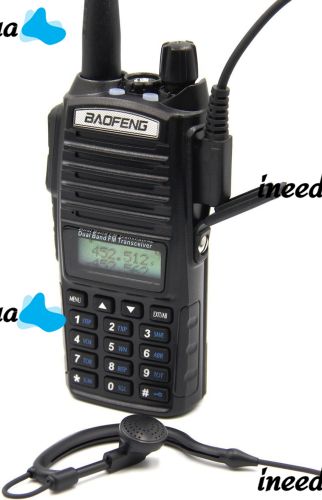 Двухдиапазонная рация Baofeng UV82 5W на 128 каналов до 7 км портативная цифровая радиостанция с гарнитурой и двойной кнопкой 2800 мАч UV-82 Черная