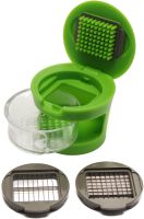 Ручной пресс измельчитель чеснока Garlic Chopper кухонная чеснокодавка для мелких продуктов, чесночница со съемным контейнером и насадками Зеленая