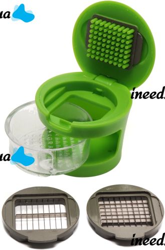 Ручной пресс измельчитель чеснока Garlic Chopper кухонная чеснокодавка для мелких продуктов, чесночница со съемным контейнером и насадками Зеленая