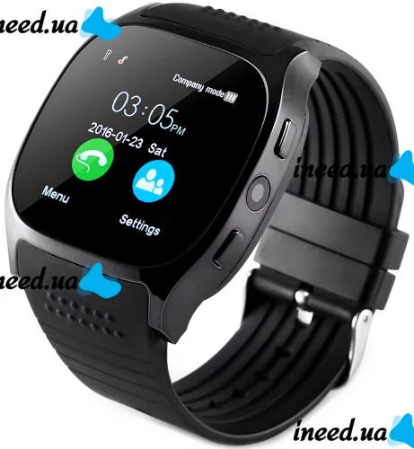 Наручные Смарт часы Smart Watch T8 Black c камерой, диктофоном и фитнес трекером, аккумуляторные умные Bluetooth часы с пульсометром Черные