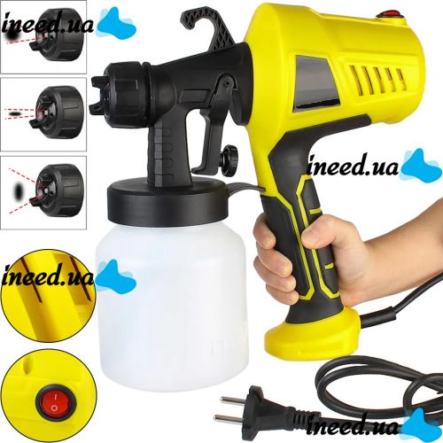 Электрический краскораспылитель краски Electric Paint Sprayer 500W ручной прибор пульверизатор, распылитель 800 мл краскопульт 3 степени распыления