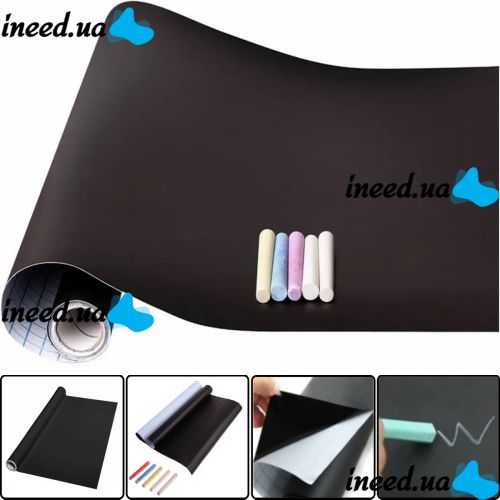 Настенная пленка для рисования мелом Black Board Sticker GS-0668 200x60 см + 5 мелков, Самоклеящаяся детская художественная наклейка на стену 