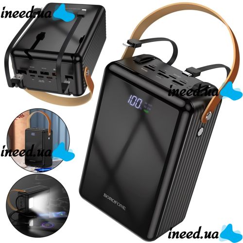 Внешний аккумулятор Power Bank Borofone BJ32 80000mAh 22.5W 3USB 3TYPE-C с быстрой зарядкой, портативное зарядное устройство повербанк с фонарем
