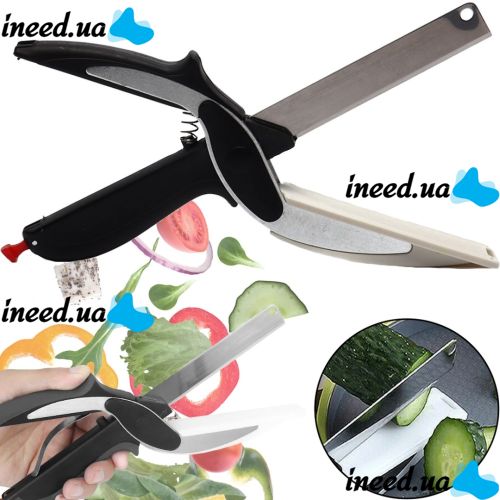 Умные ножницы для нарезки овощей Smart Clever Cutter JN-59 3 в 1 универсальный кухонный нож для быстрой шинковки, нож-ножницы и доска для резки
