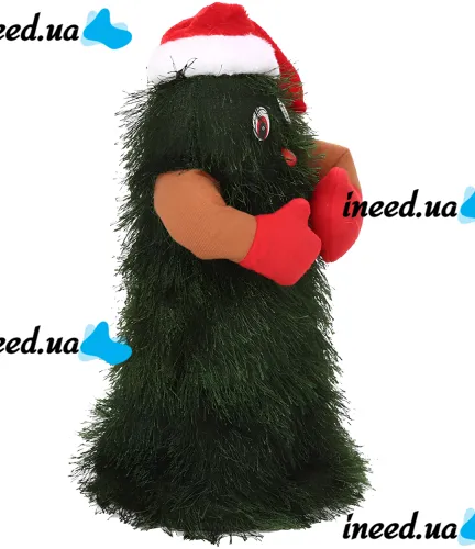 Танцующая рождественская елка Dancing Xmas Tree ET02 интерактивная новогодняя игрушка 17х10 см вращающаяся музыкальная ёлка в шапке на батарейках