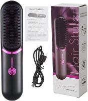 Rechargeable Hair Straightening Comb Hair Styler MAG-789 Portable Brush Straightener for Styling and Alignment, Travel Iron from USB