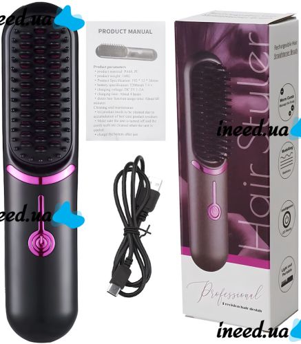Rechargeable Hair Straightening Comb Hair Styler MAG-789 Portable Brush Straightener for Styling and Alignment, Travel Iron from USB