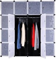 Складной шкаф органайзер для вещей Storage Cube Cabinet МР 416-102 146Х37Х146 см пластиковая тумба на 16 секций полочка для одежды и обуви Черная