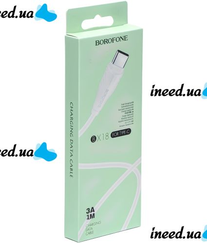Кабель для зарядного устройства Borofone BX18 USB Type-C 3A 1м для зарядки и передачи данных телефона, зарядка шнур 100 см для смартфона Белый