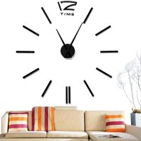 Настенные 3D часы Diy Clock XZ127 Black Сделай сам 70-150 см большие бесшумные самоклеящиеся 3Д часы объёмные цифры на стену для дома, офиса Черные