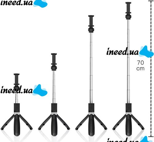 Селфи палка штатив Selfie Stick L01 70 см телескопический трипод для селфи, монопод тренога с держателем для телефона с пультом Bluetooth L-01