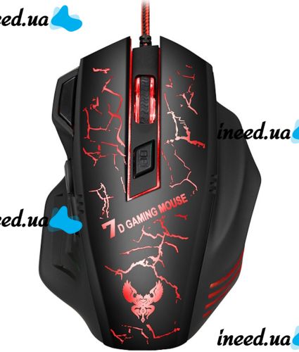 Игровая компьютерная мышь Gaming Mouse X7 проводная оптическая USB геймерская мышка со светодиодной LED подсветкой для ПК компьютера и ноутбука