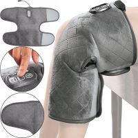 Универсальный массажер бандаж коленного сустава Massaging Sharper Image с подогревом, Согревающий наколенник грелка на колено и плеч 5 режимов Серый