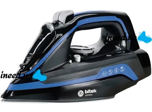 Bitek BT-1297B Wireless Steam Iron 3 modes with ceramic soleplate for ironing clothes, Cordless Iron 3000W with Cordless Base Blue