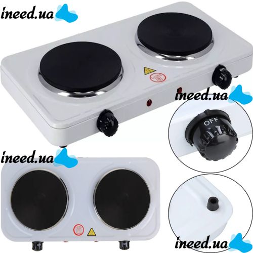 Настільна електроплита Hot Plate Electric Cooking JX-2020A 2000W на 2 конфорки диск двоконфорочна електрична плита з термостатом на 5 положень