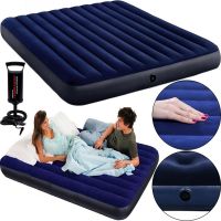 Надувной одноместный матрас Avenli Flocked Air Bed Single 191х99х22см до 150 кг с велюровым покрытием, Надувная кровать на 1 место с насосом Синий