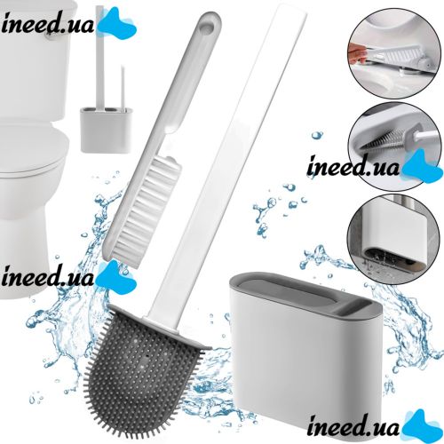 Набор щетка и ершик Cleaner Toilet Brush RD-5763 подвесной силиконовый гибкий ёршик на подставке с креплением на стену для чистки унитаза HA-179