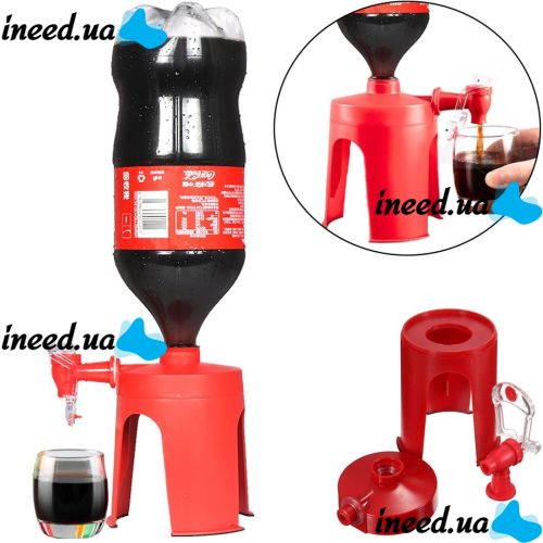 Mini Cooler for Plastic Bottle Fizz Saver, Soda Dispenser with Tap, Dispenser for Carbonated Drinks with Valve Red