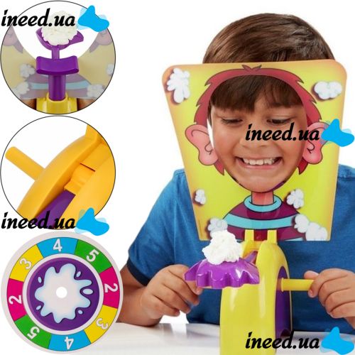 Настольная игра Пирог в лицо Hasbro Pie Face B7063 для игр в компании, Развлекательная игра Торт в лицо E111-11 с рулеткой для детей и взрослых