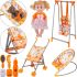 Детский набор Baby Play House CS0848-7A Лисички качели шезлонг качалка коляска и кукла, Комплект с куклой и аксессуарами для куклы и игрушек