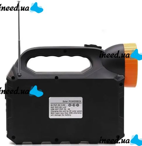 Портативная зарядная солнечная станция Gdlite GD-102 аккумуляторный ручной фонарь с LED лампами система освещения с повербанком радио USB MP3 TF-карт