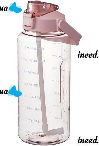 Спортивная бутылка с поилкой для воды Water Bottle Large Gym 2л портативная герметичная бутылка с таймером, соломинкой и ручкой для занятий спортом