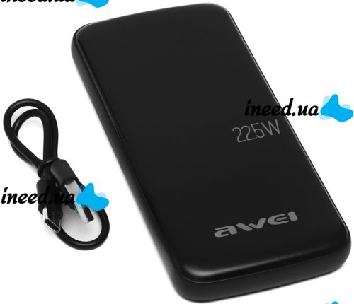 Портативное зарядное устройство Power Bank Awei P13K 20000mah 22.5W 2 USB TYPE-C с быстрой зарядкой и индикатором, внешний аккумулятор повербанк