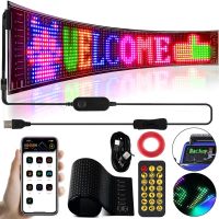 Гибкий экран LED Matrix Panel JTPD-03-011 12х59.5 см светодиодная рекламная RGB лента в авто, бегущая строка с пультом и от телефона Bluetooth WiFi