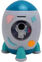 Детская электронная копилка сейф Ракета Rockets Money Box 852A купюроприемник с кодовым замком и отпечатком пальца для купюр и монет на батарейках