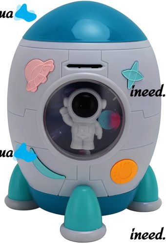 Детская электронная копилка сейф Ракета Rockets Money Box 852A купюроприемник с кодовым замком и отпечатком пальца для купюр и монет на батарейках