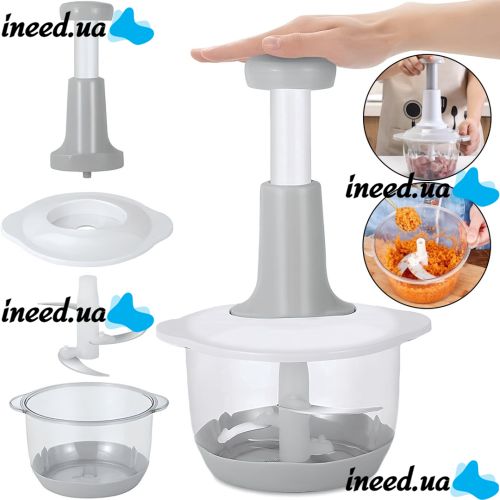 Ручной измельчитель овощей Food Processor RM-U-A004 2000мл кухонный мини блендер с тремя лезвиями и контейнером для измельчения продуктов FPC-01